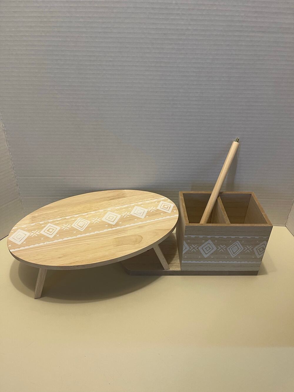 Target Dollar Spot 2022 Wooden Folding Tray and Paper Towel Caddy
